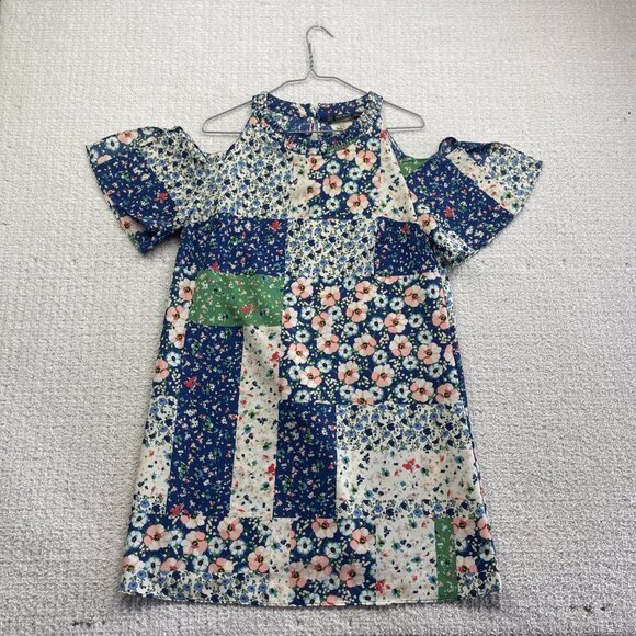 Zara Basics Collection Floral Patchwork AOP Boho Shoulder Dress Women Size M - Picture 1 of 12